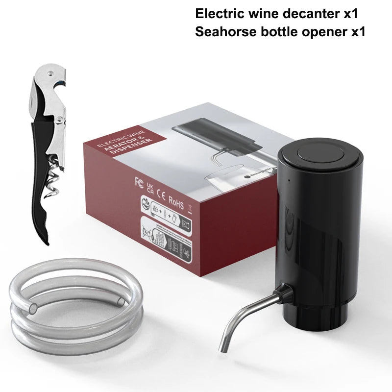Electric Wine Decanter & Aerator – USB-C Rechargeable Instant Decanting for Wine Lovers