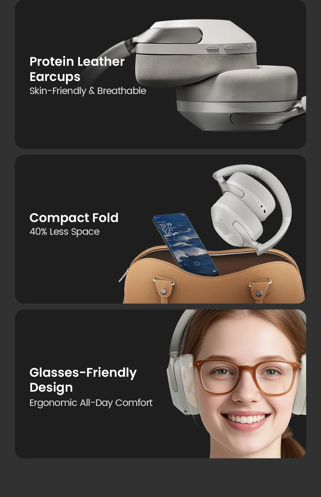 S40 ANC Wireless Headphones – 50dB Noise Cancelling, LDAC, 90H Battery