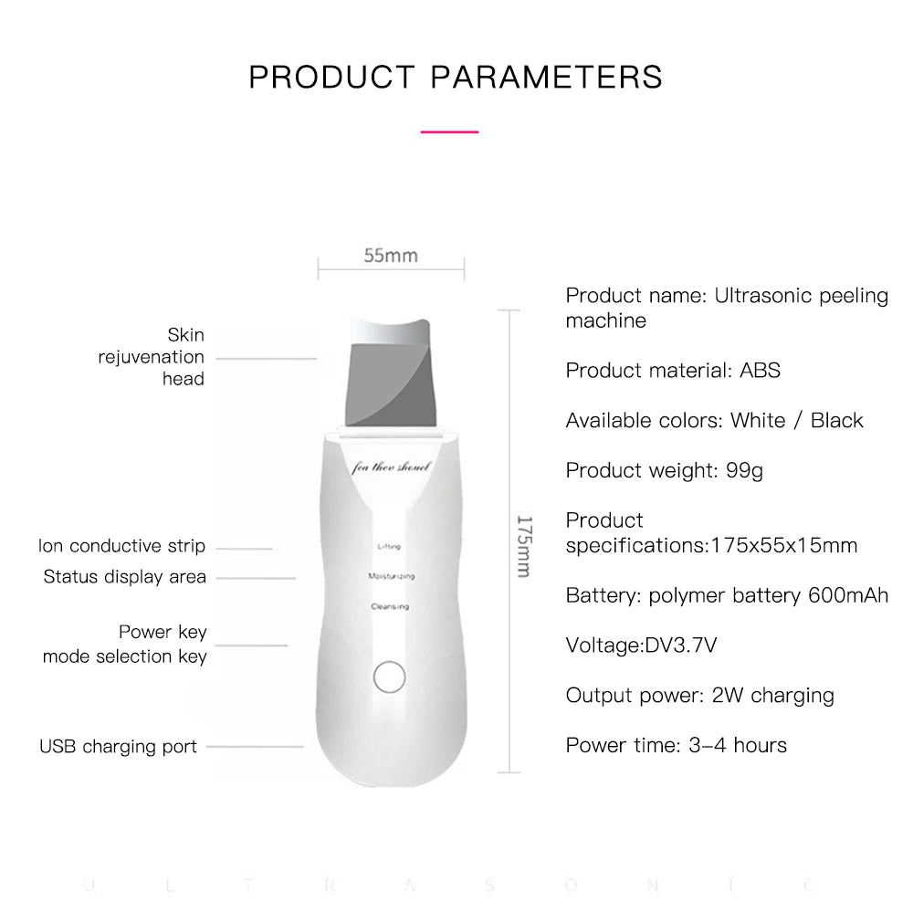 MERALL Ultrasonic Skin Scrubber – EMS Ion Deep Pore Facial Cleaner