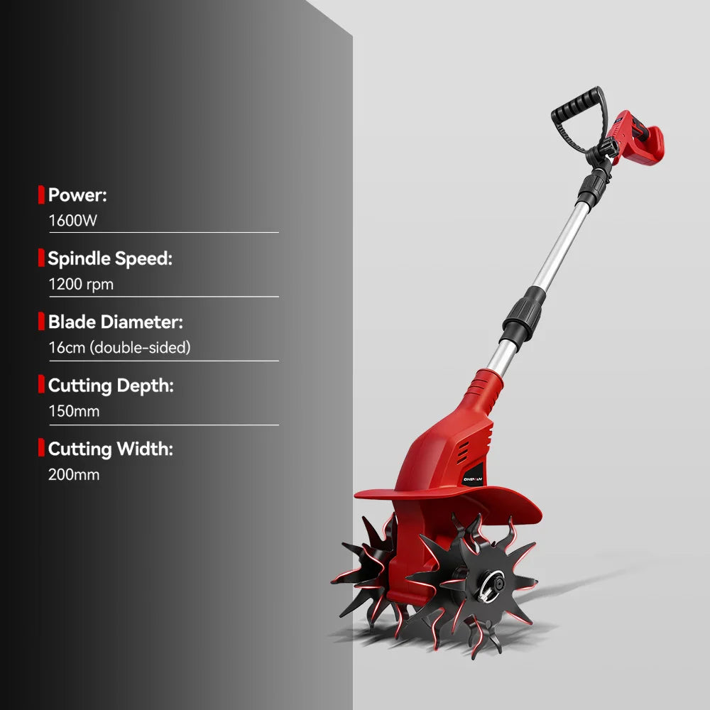 Brushless Garden Tiller 1600W Cordless Soil Cultivator For Makita 18V Battery