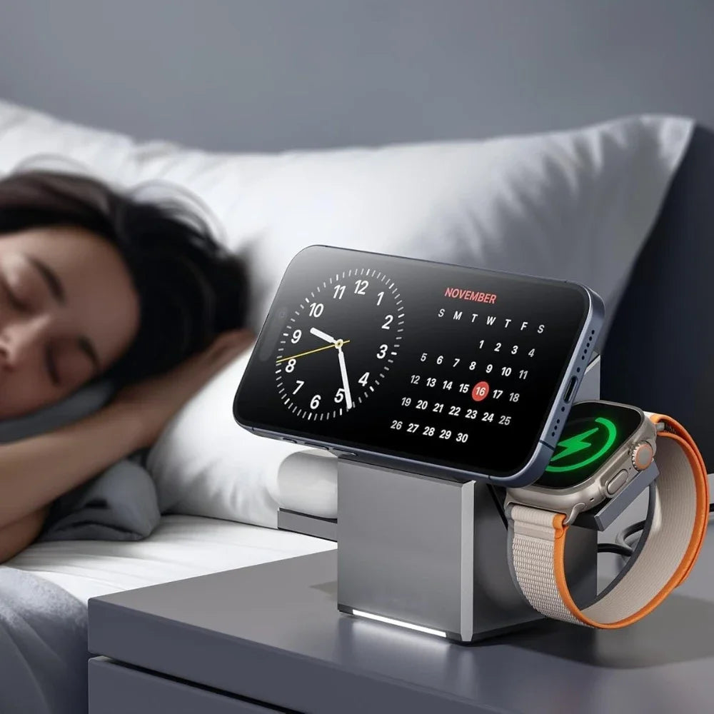 15W Qi2 Magnetic Wireless Charging Station for iPhone, Apple Watch & AirPods