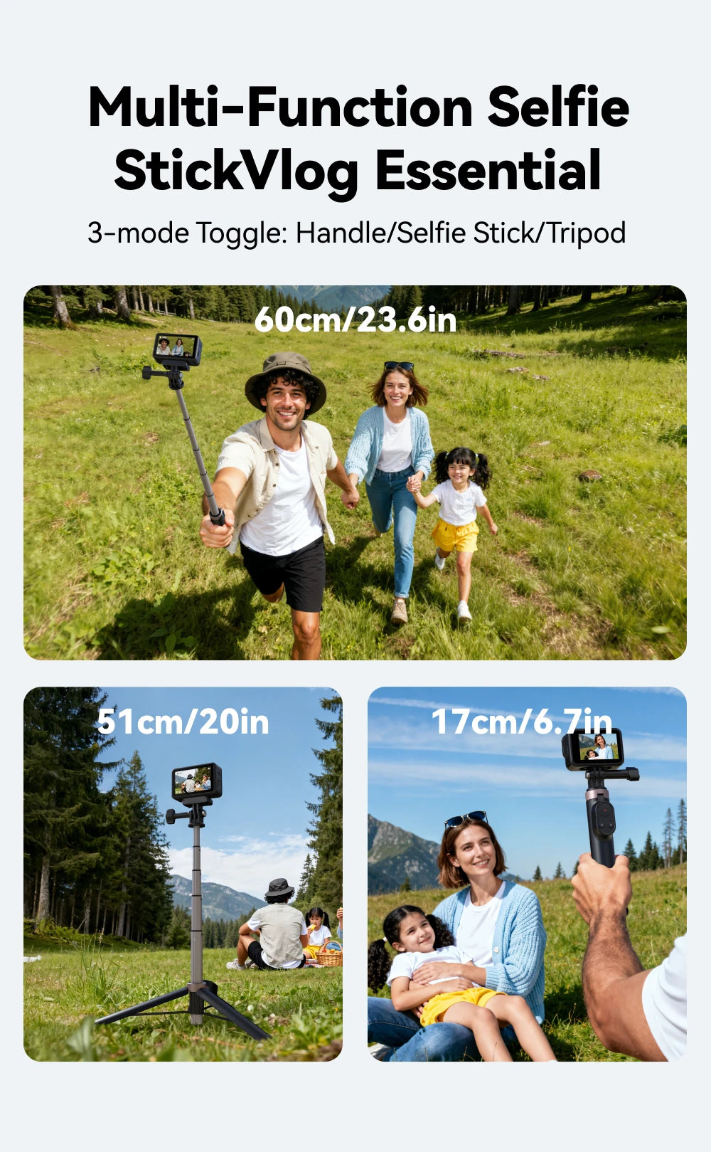 Long-Range 80m Remote Selfie Stick Tripod for Action Cameras & Phones