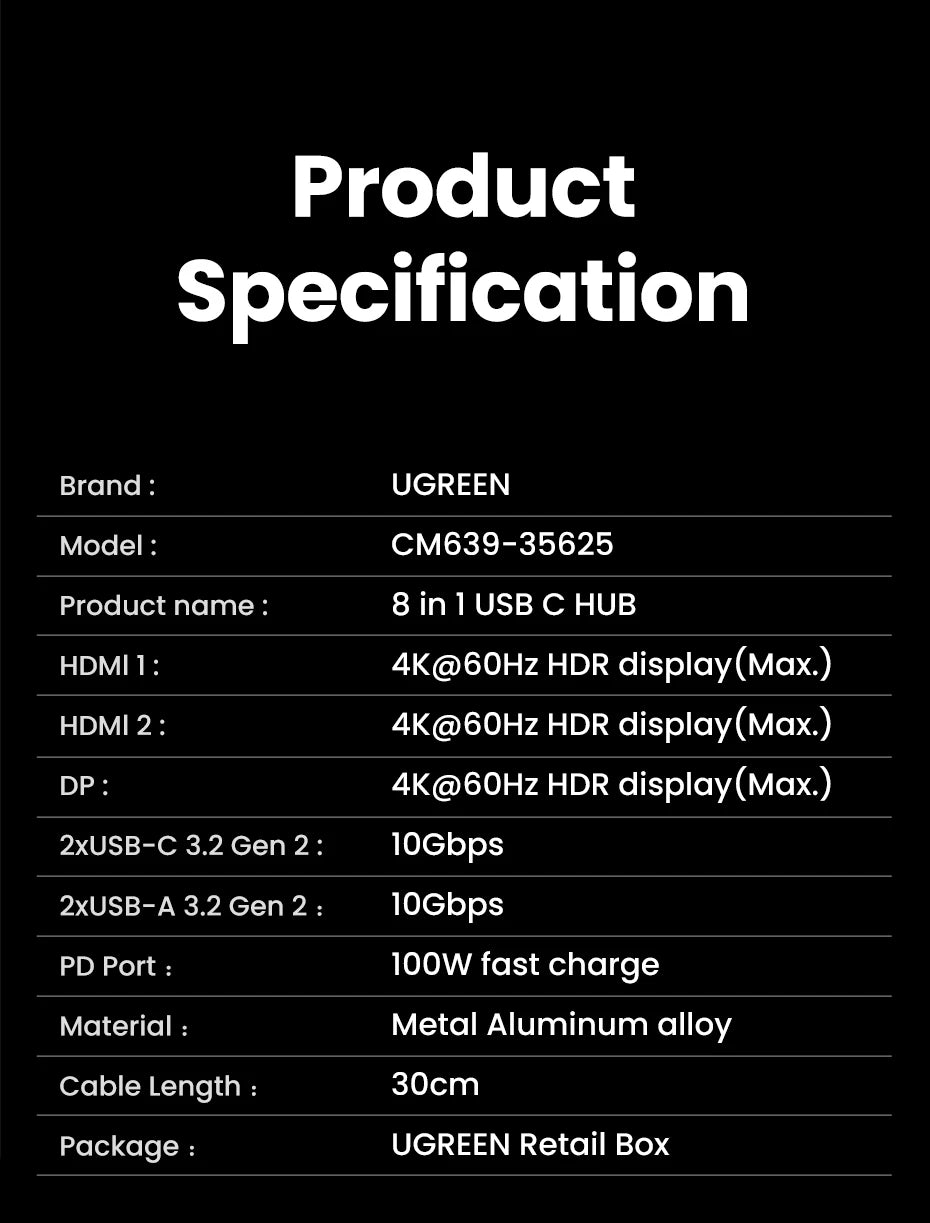 8-in-1 USB-C Docking Station – Triple 4K Display, 100W PD, 10Gbps Hub