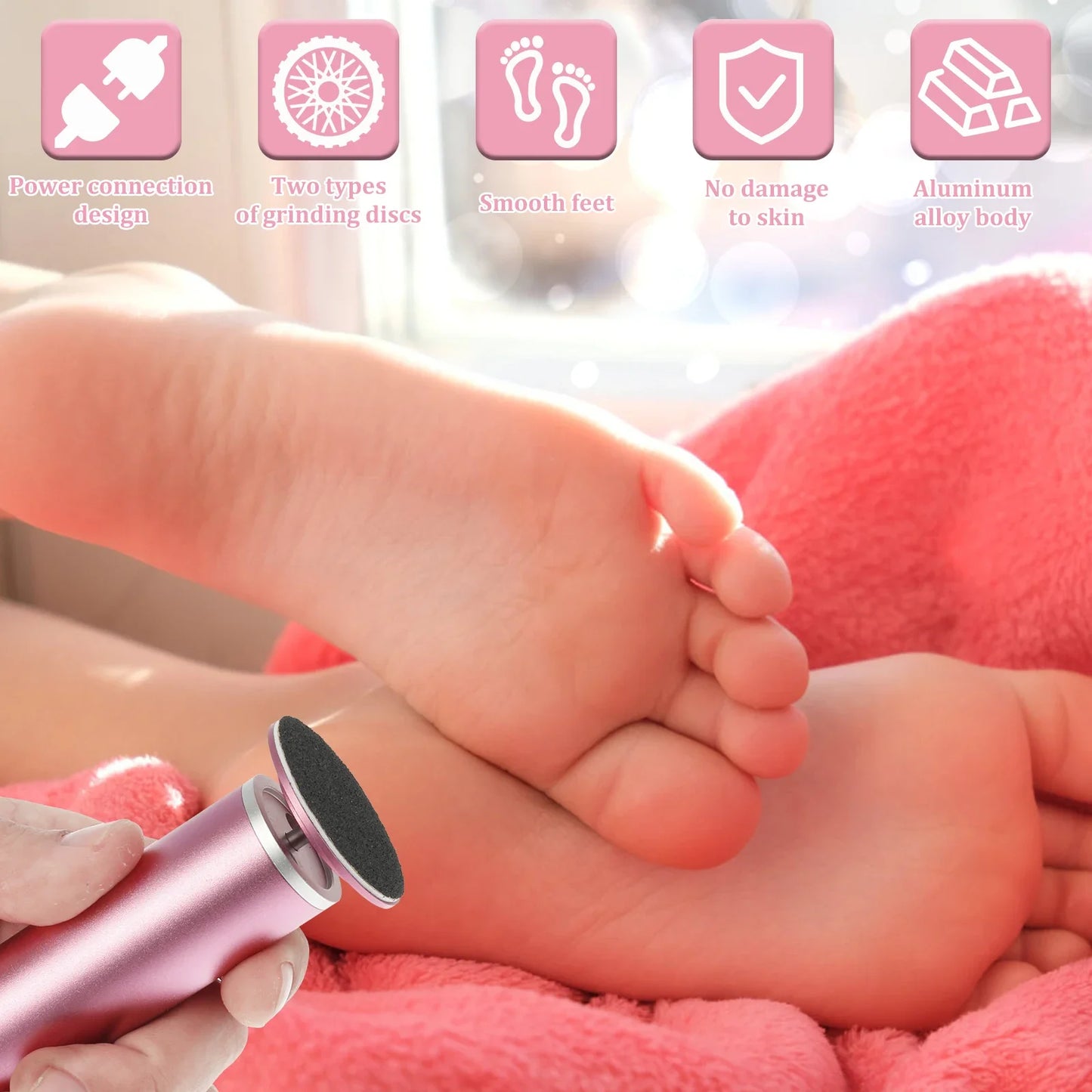 Electric Foot Callus Remover – Professional Aluminum Pedicure Grinder with Adjustable Speed
