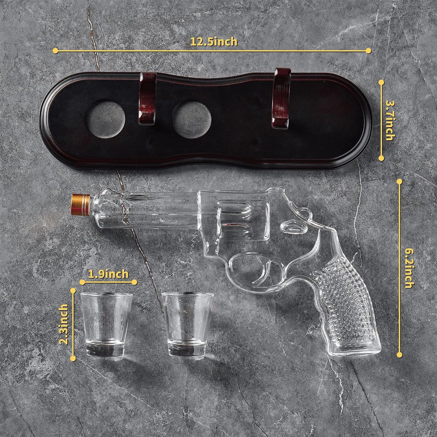 Buyyes Gun Shaped Whiskey Decanter – Handmade Lead-Free Glass Bar Display Gift