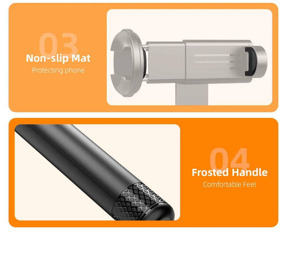 Hidden-Design Bluetooth Selfie Stick Tripod 183cm with Cold Shoe