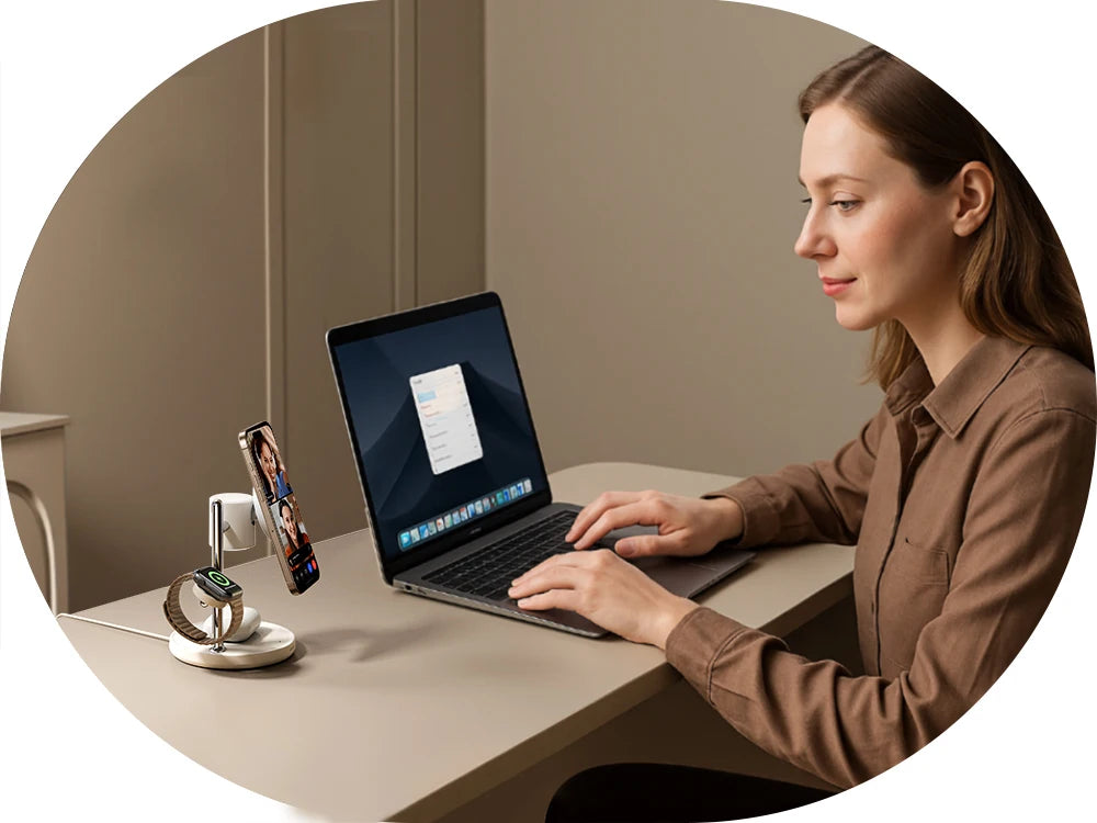 JOYROOM Qi2 4-in-1 Wireless Charging Station – 15W Fast MagSafe Charger with Night Lamp