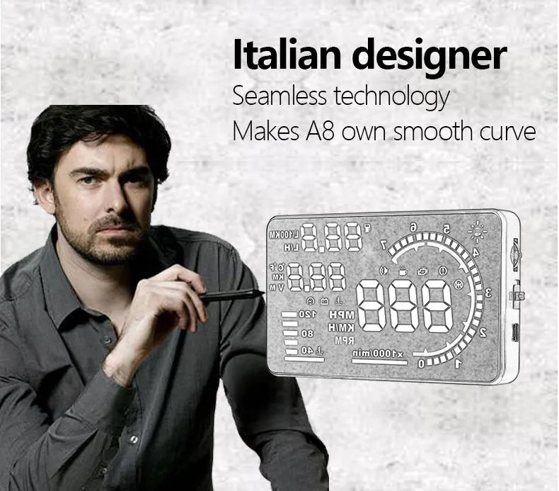 Dual-Mode Car Head-Up Display – OBD & GPS Speed HUD with Compact Slim Design (Universal Fit)