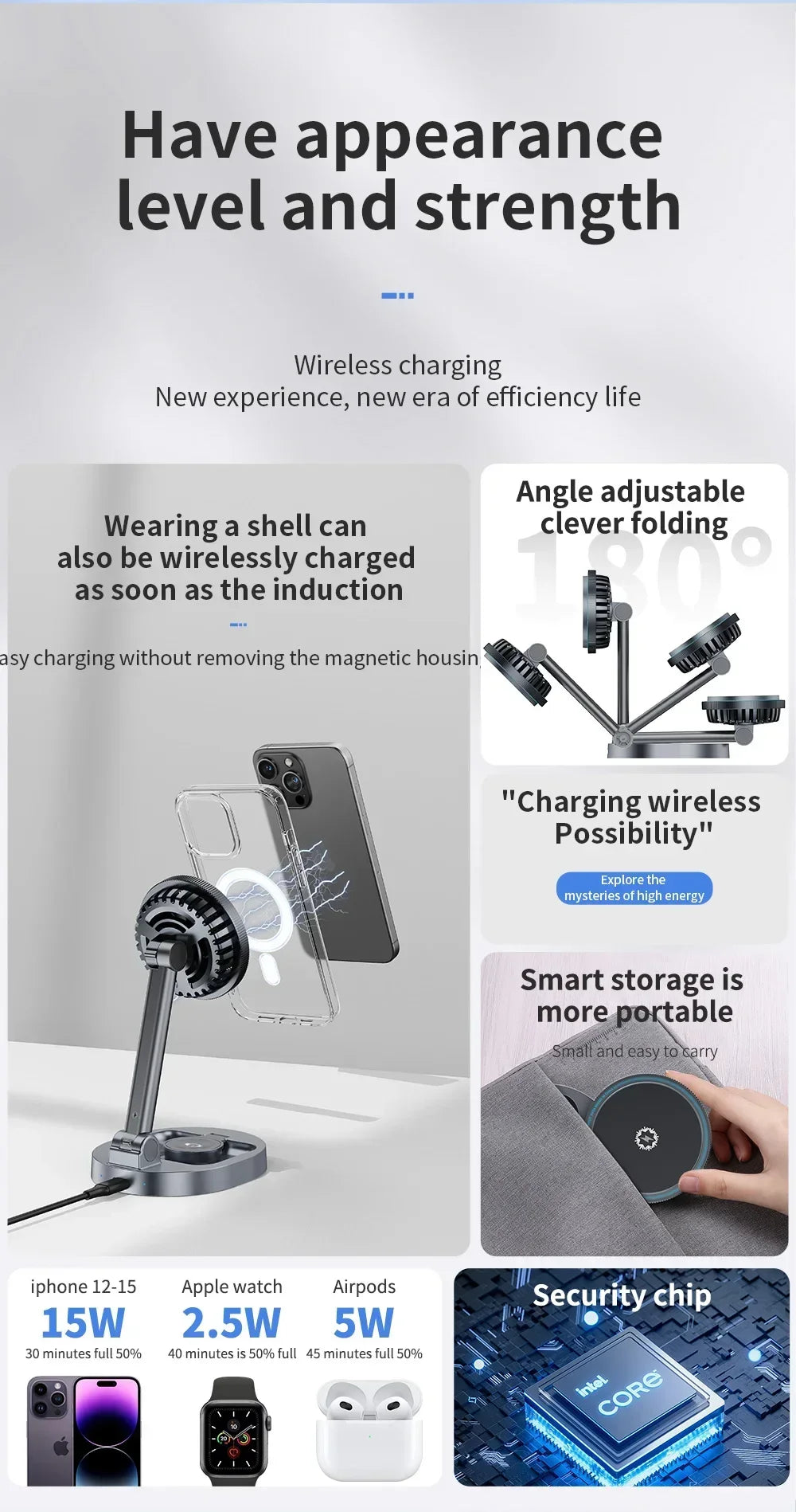 VIKEFON Magnetic Wireless Charger Stand + Phone Cooling Radiator (Apple Devices Only)