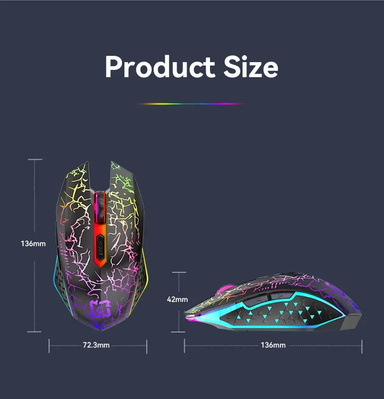 Bluetooth 5.2 & 2.4G Wireless Gaming Mouse – Rechargeable, Silent Click, 6-Button