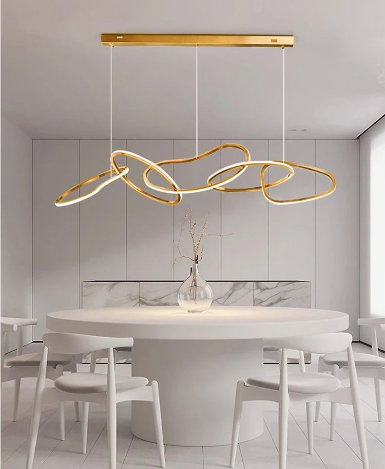 MZXFA Smart LED Pendant Light JLD0190 | Remote Dimmable, Modern Stainless Steel