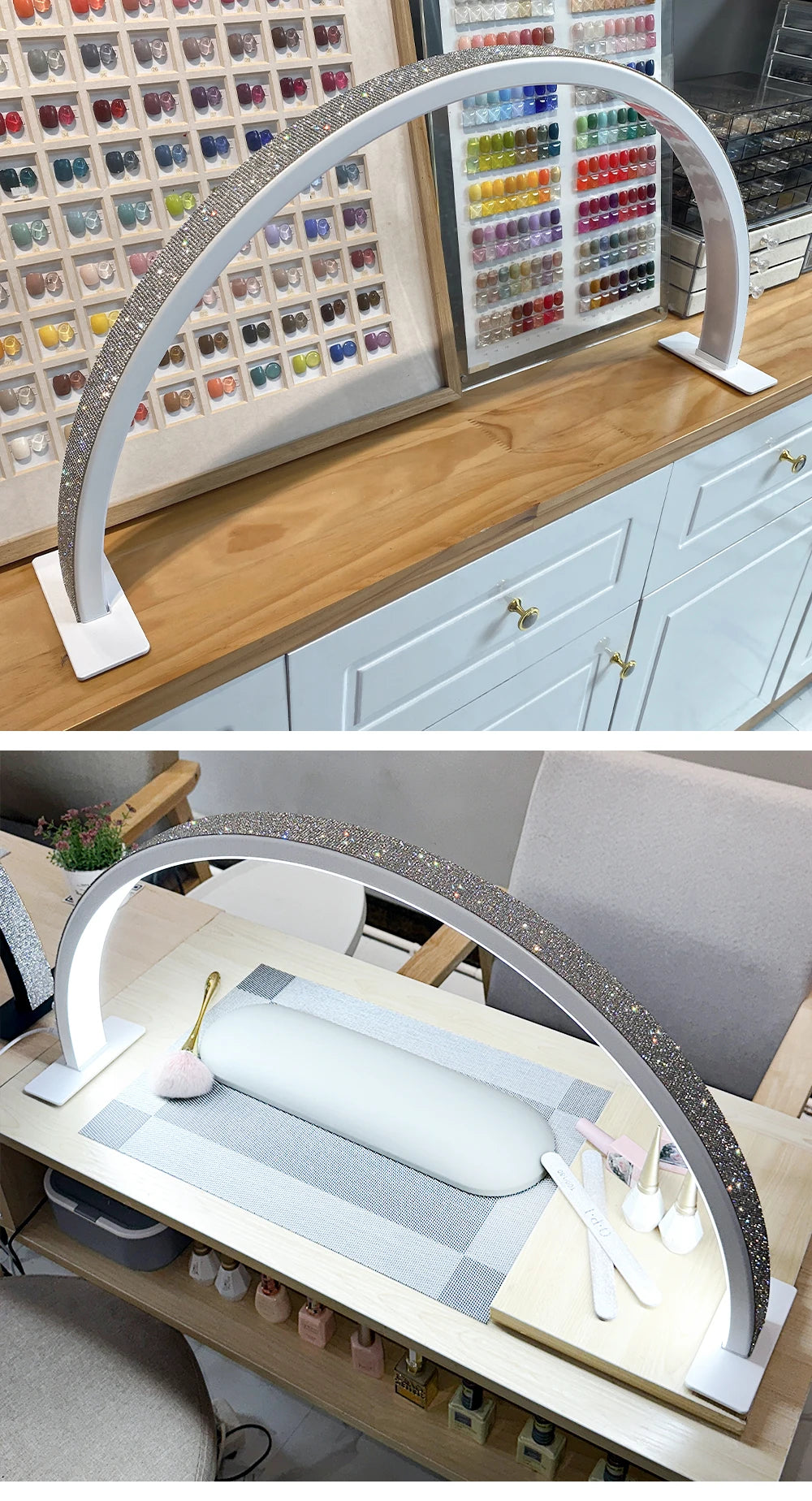 Half Moon LED Manicure Lamp 50W | Modern Nail Desk Light, Salon & Home