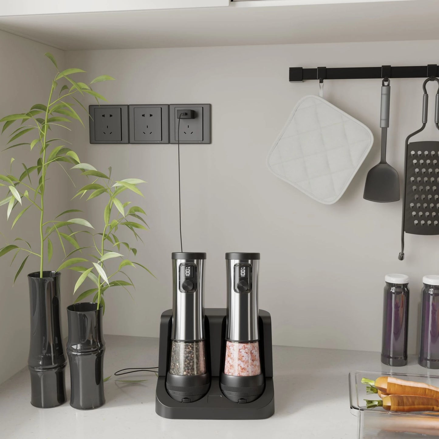Electric Salt & Pepper Grinder – Stainless Steel Automatic Mill (mimo-26)