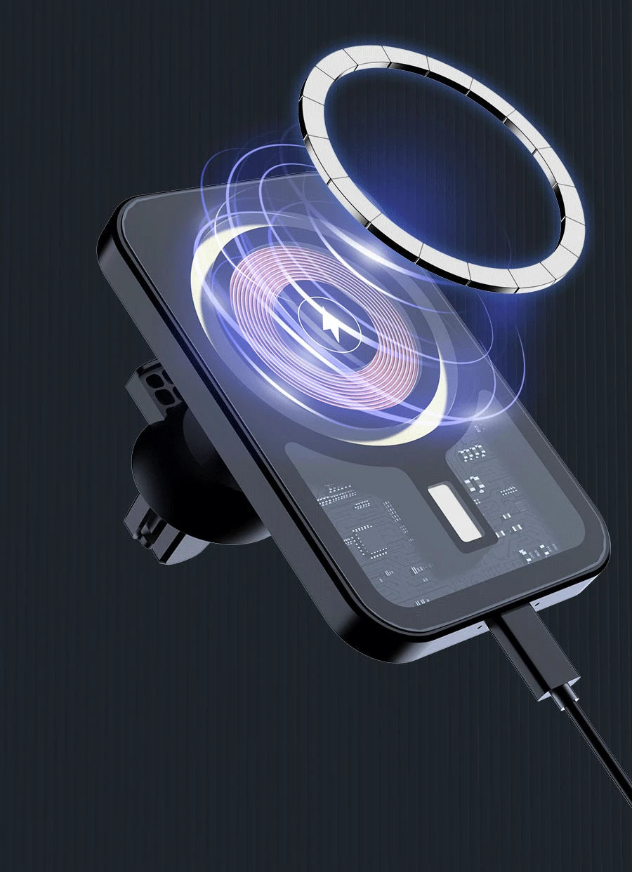 VIKEFON 30W Magnetic Car Phone Holder Charger – iPhone Fast Wireless Charging