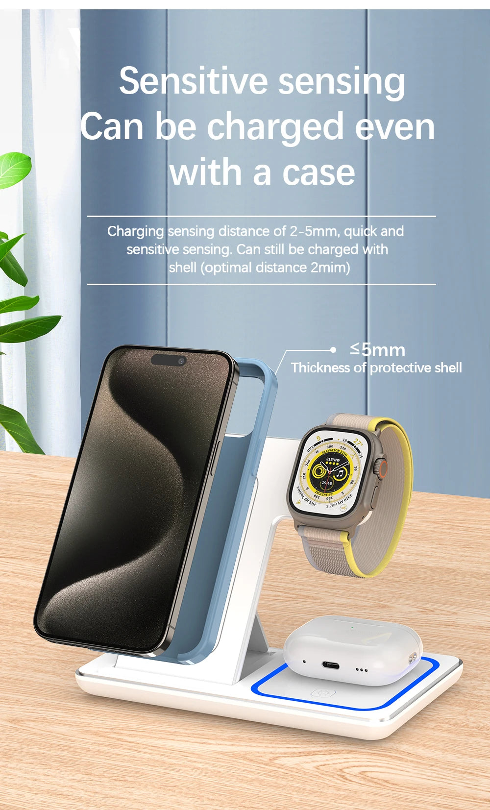 3-in-1 Foldable Fast Wireless Charger for iPhone, Watch & AirPods