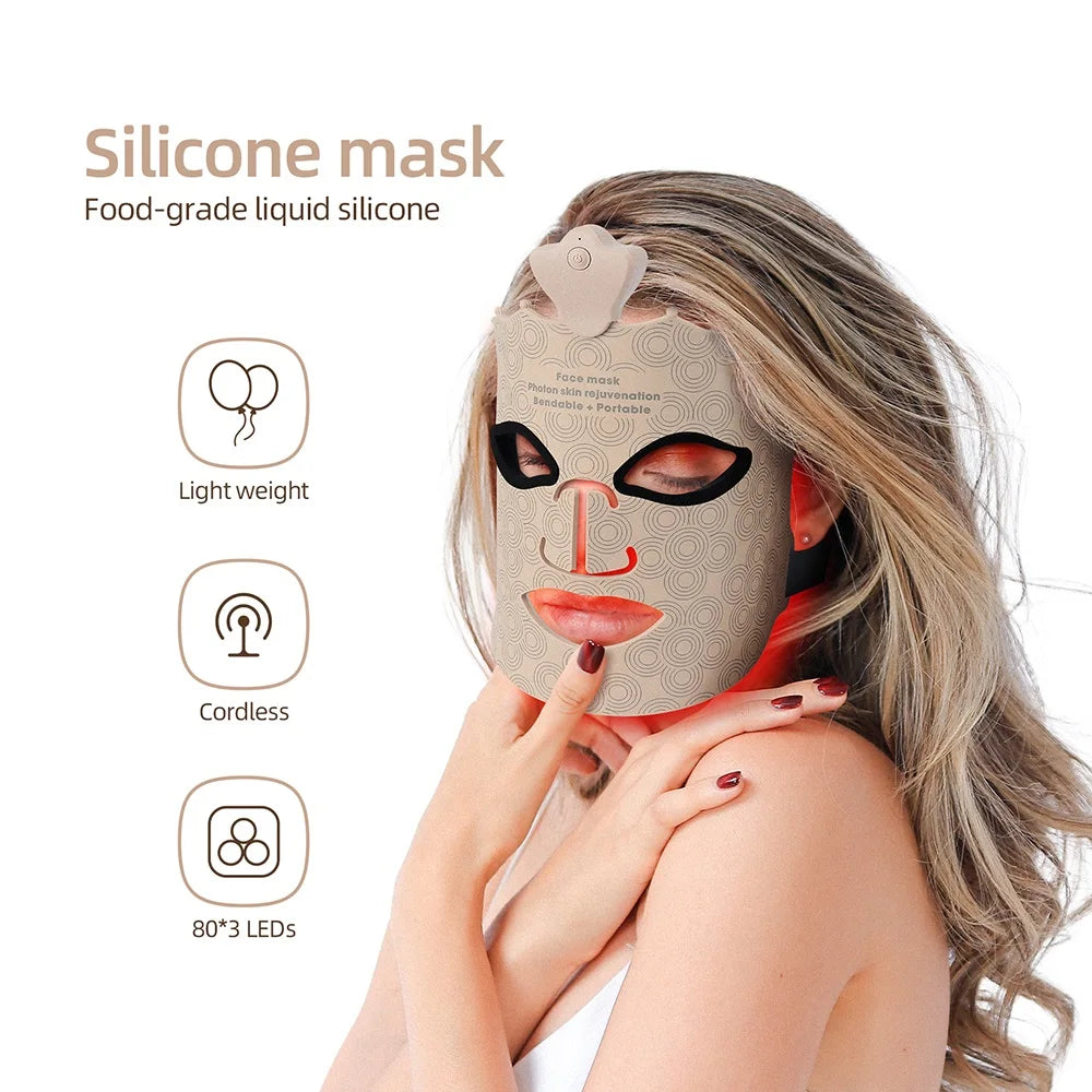 ForeverLily 7-Color Silicone LED Facial Mask – USB Rechargeable Skincare Beauty Device (No Box)