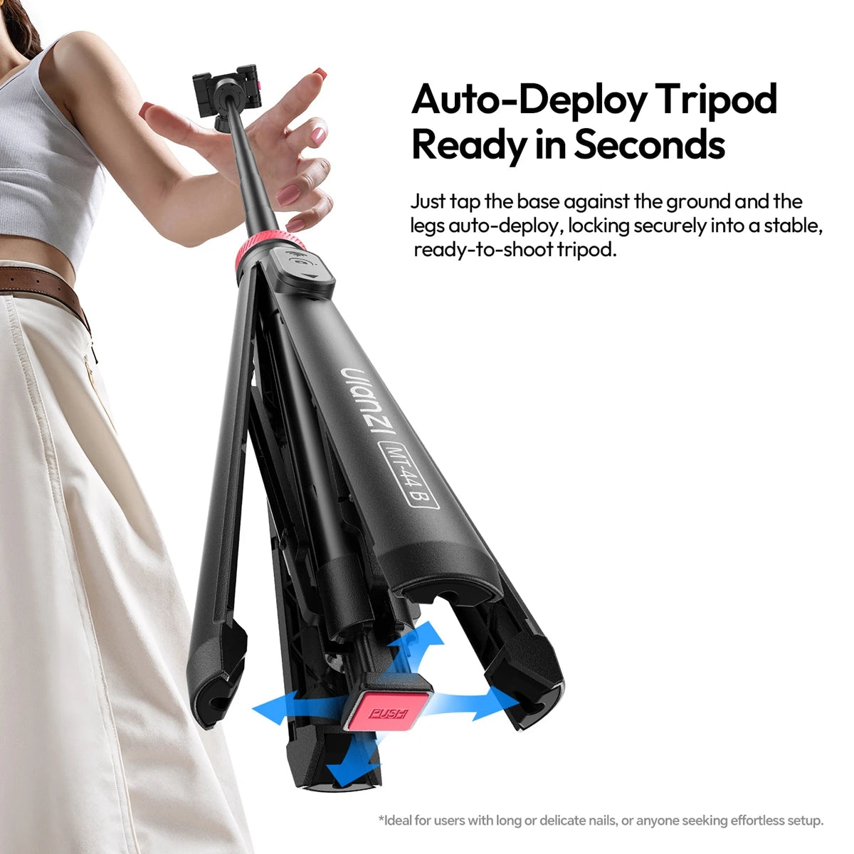 MT-44 B Auto-Deploy Tripod Pole – 1.5m with Bluetooth Remote