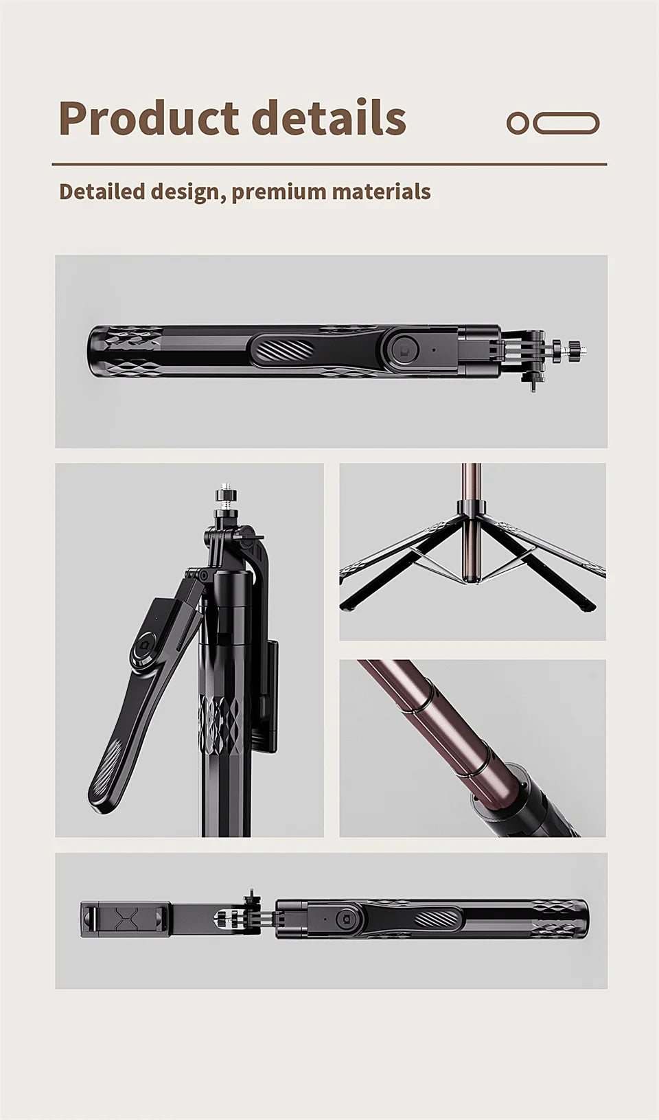 1.85m Bluetooth Selfie Stick with Tripod & Wireless Remote