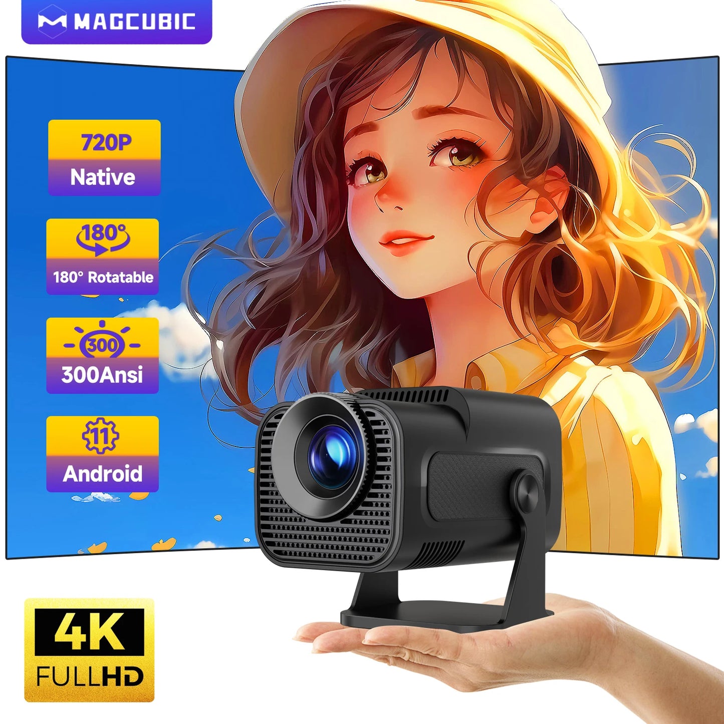HY320 Portable Home Theater Projector – 720P Native, 4K Decode, BT 5.0