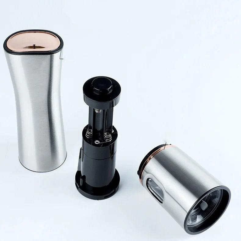 Electric Salt & Pepper Grinder – One-Touch Stainless Steel Spice Mill with Adjustable Coarseness
