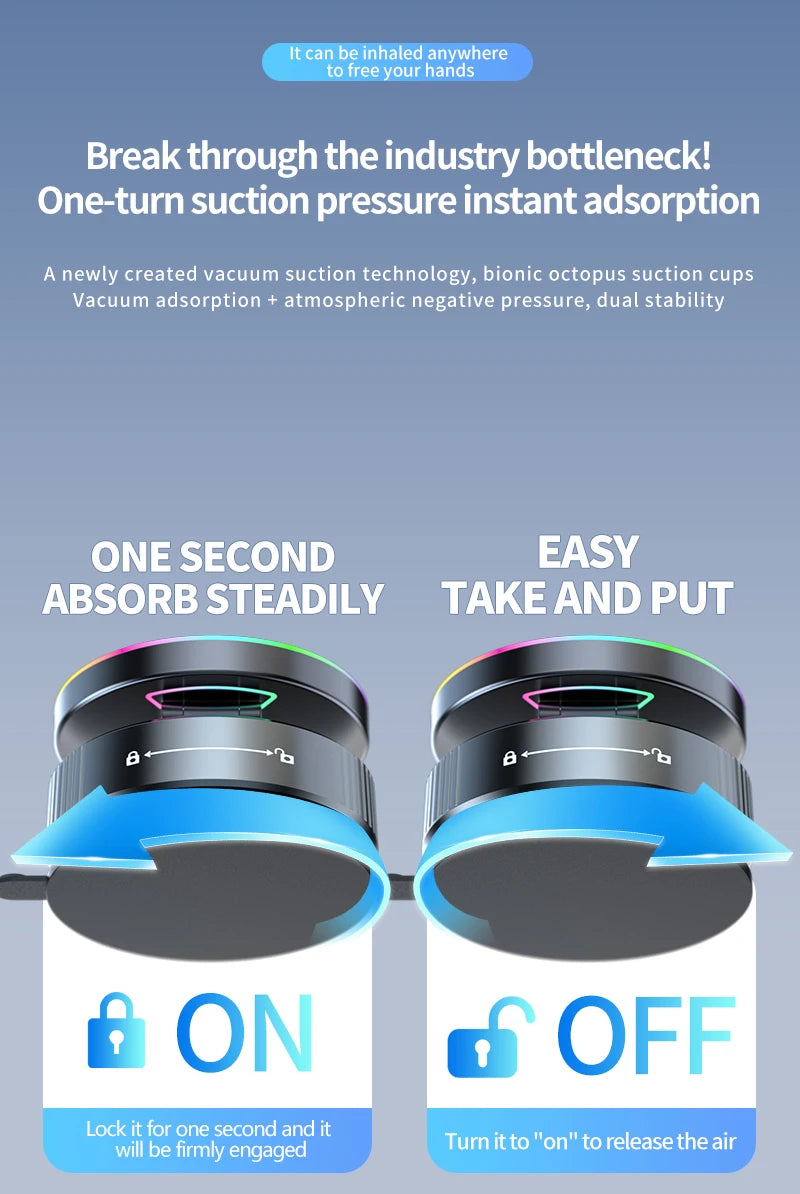 Aluminium Magnetic Car Holder with Wireless Charging – iPhone Compatible