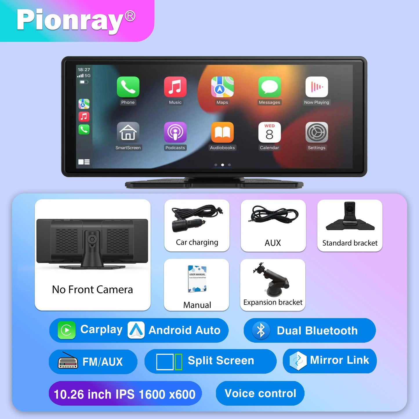 Pionray Universal Car Multimedia Player 7” / 10.26” – CarPlay, Android Auto