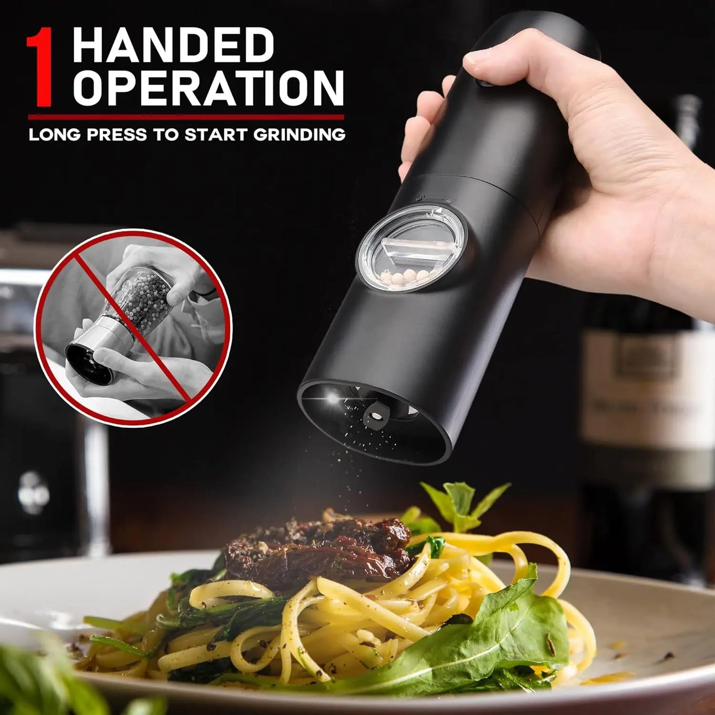 OEIN Electric Salt & Pepper Grinder – Rechargeable One-Hand Automatic Mill