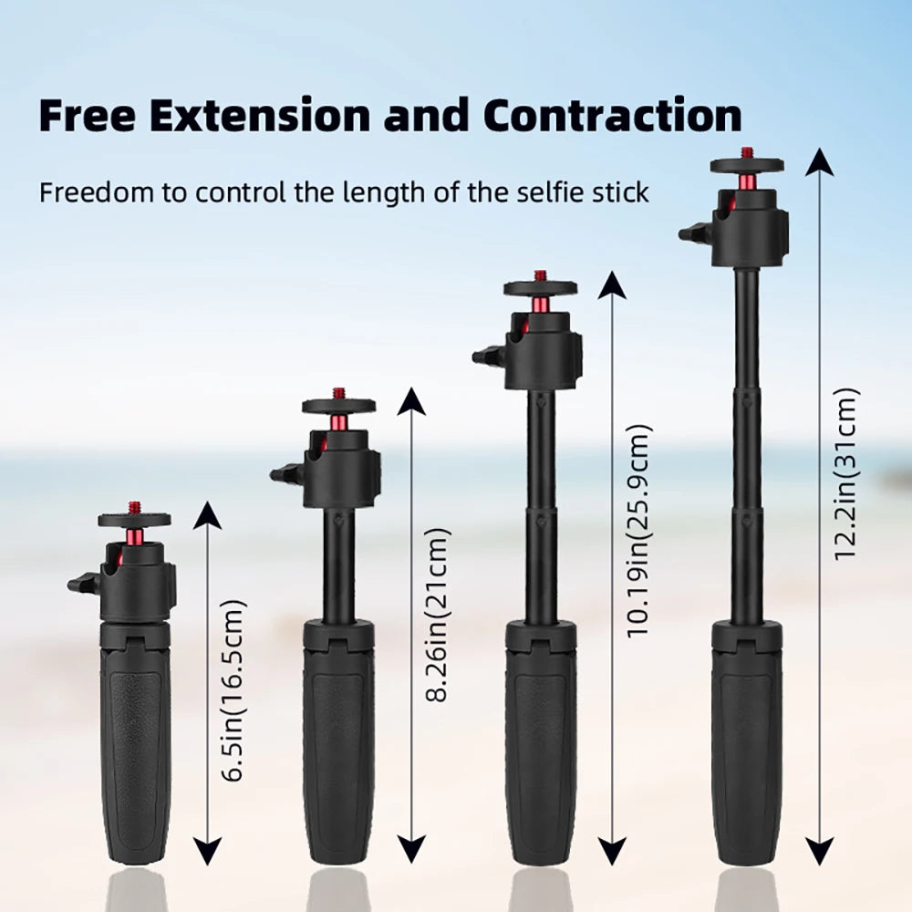Extension Pole Tripod – Mini Lightweight Stand with 360° Ball Head