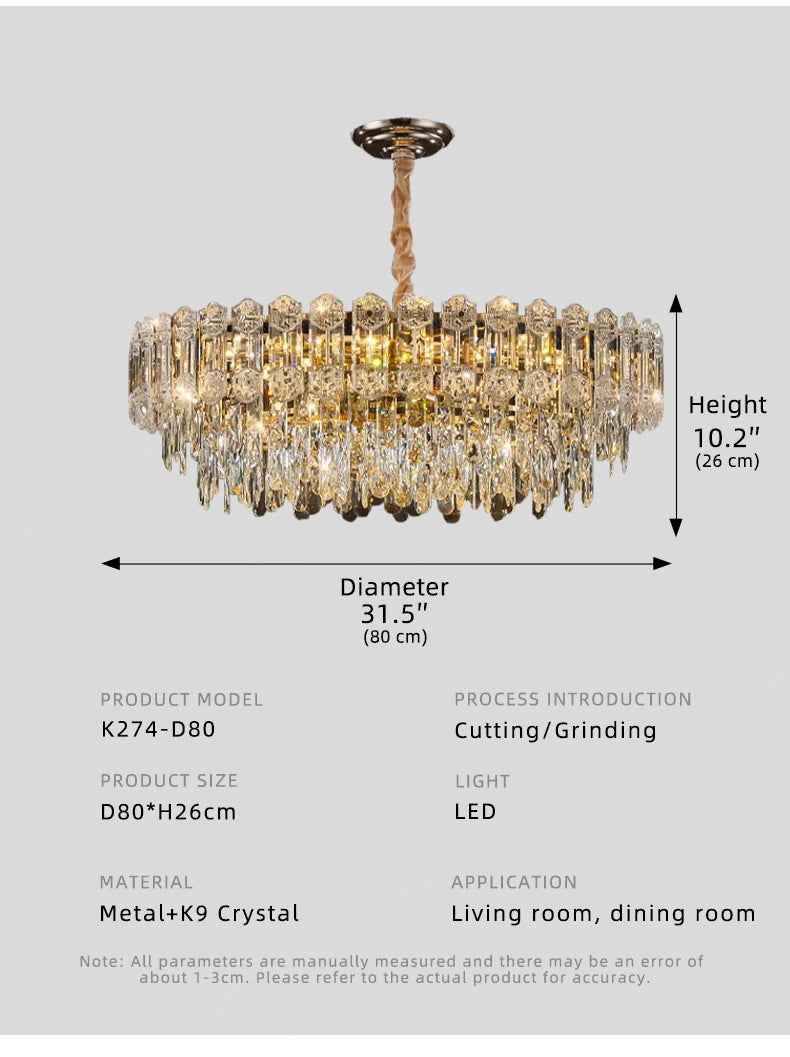 LUDOVICA Crystal LED Chandelier | Elegant Pendant Light for Bedroom & Dining