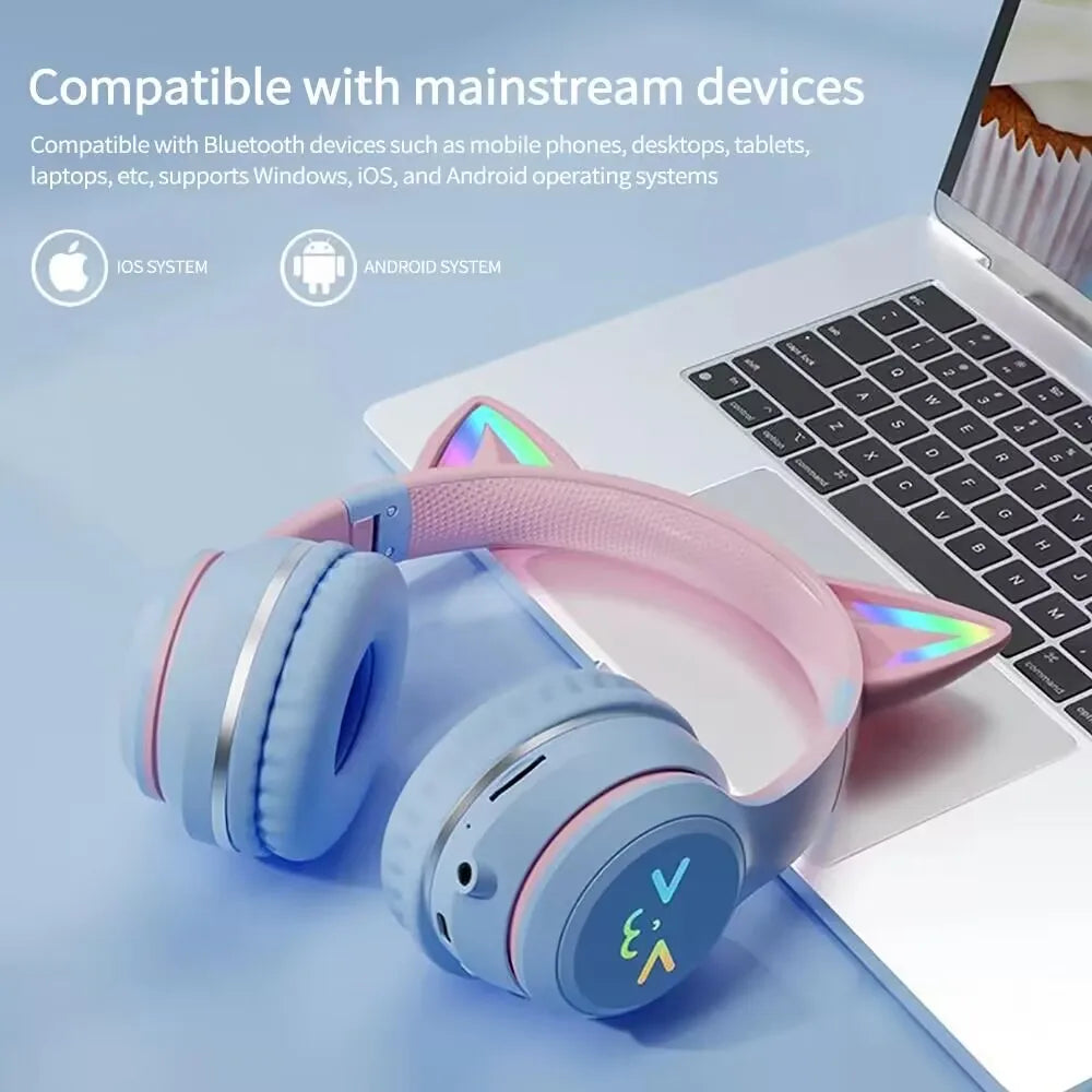 Over-Ear ANC Headset with RGB Cat Ears – Wired & Wireless, Gaming Mode