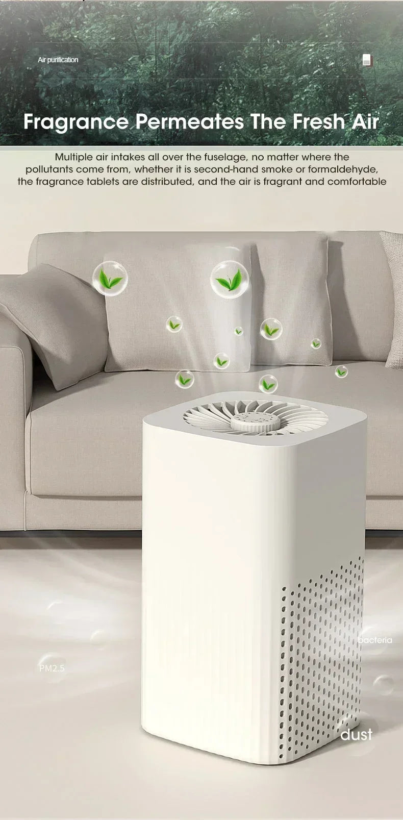 NOCCLILI Portable Air Purifier – H13 True HEPA, Negative Ion Deodorizer, USB Powered