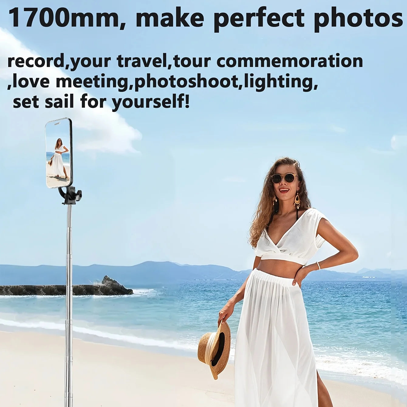 Magnetic Bluetooth Selfie Stick Tripod – 1.7m Quick-Release Stand