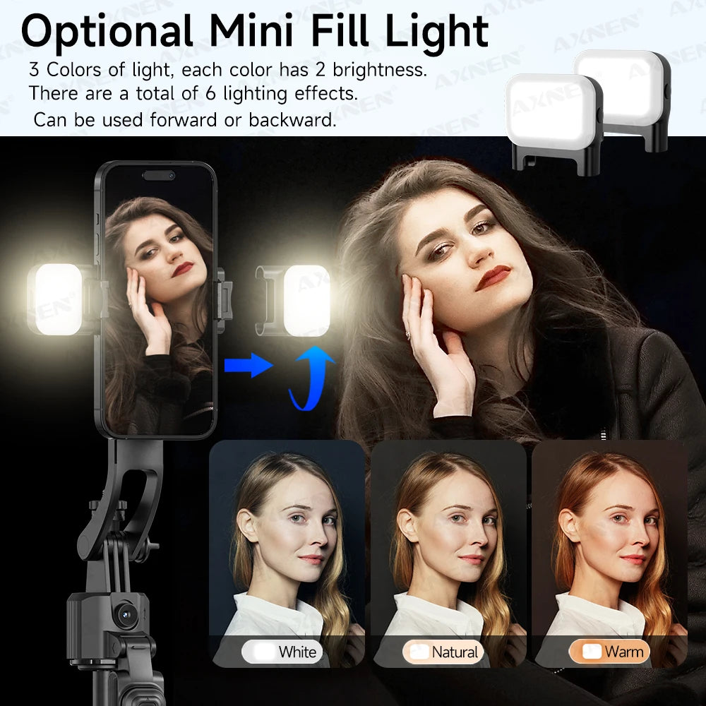 AI Face Tracking Selfie Stick Tripod – 1.63m Smart Quadrapod