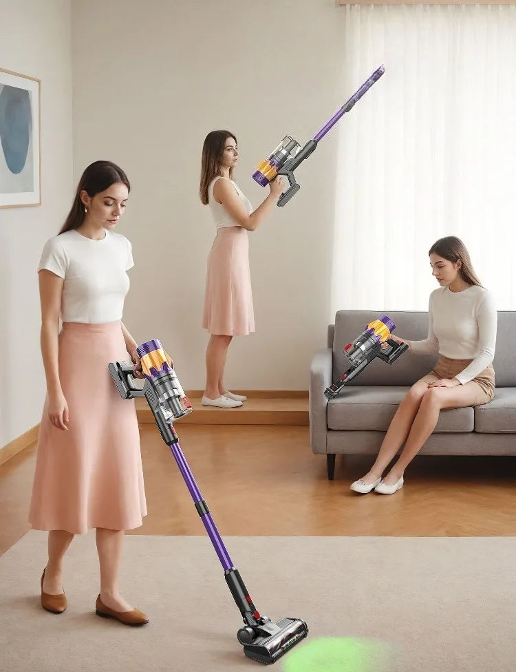 MPQU 550W Cordless Stick Vacuum Cleaner – 40-Min Runtime, HEPA Filter, Turbo Brush