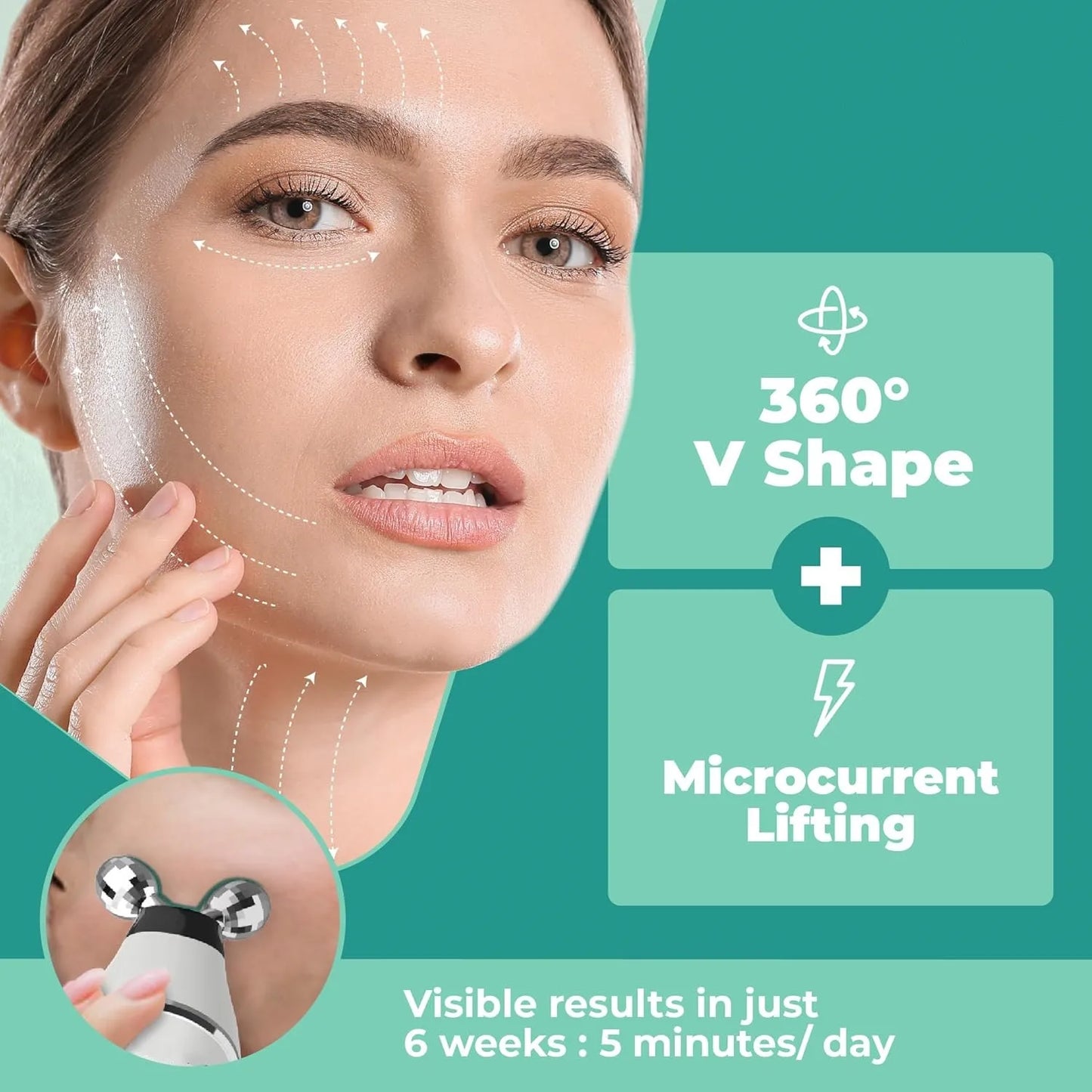 GYLOV Microcurrent Facial Massager – EMS Face Roller for Lifting & Glow