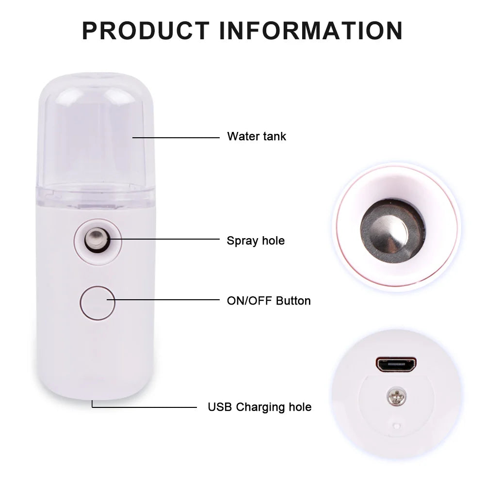 SALORIE Nano Facial Mist Sprayer – Rechargeable 30ml Ionic Face Spray for Skin Hydration