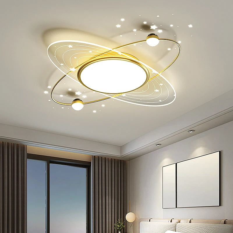 AuroraRealm Modern Ceiling Light with Remote | Gold LED Ceiling Lamp, 90–260V