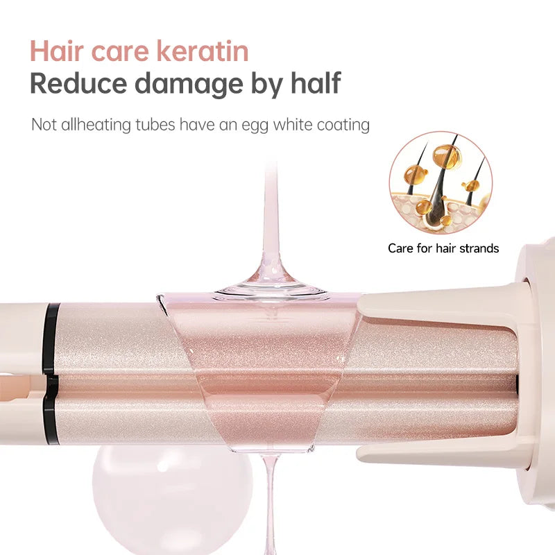 Automatic Rotating Hair Curler – 32mm Ceramic Wave Curling Iron with Interchangeable Barrels