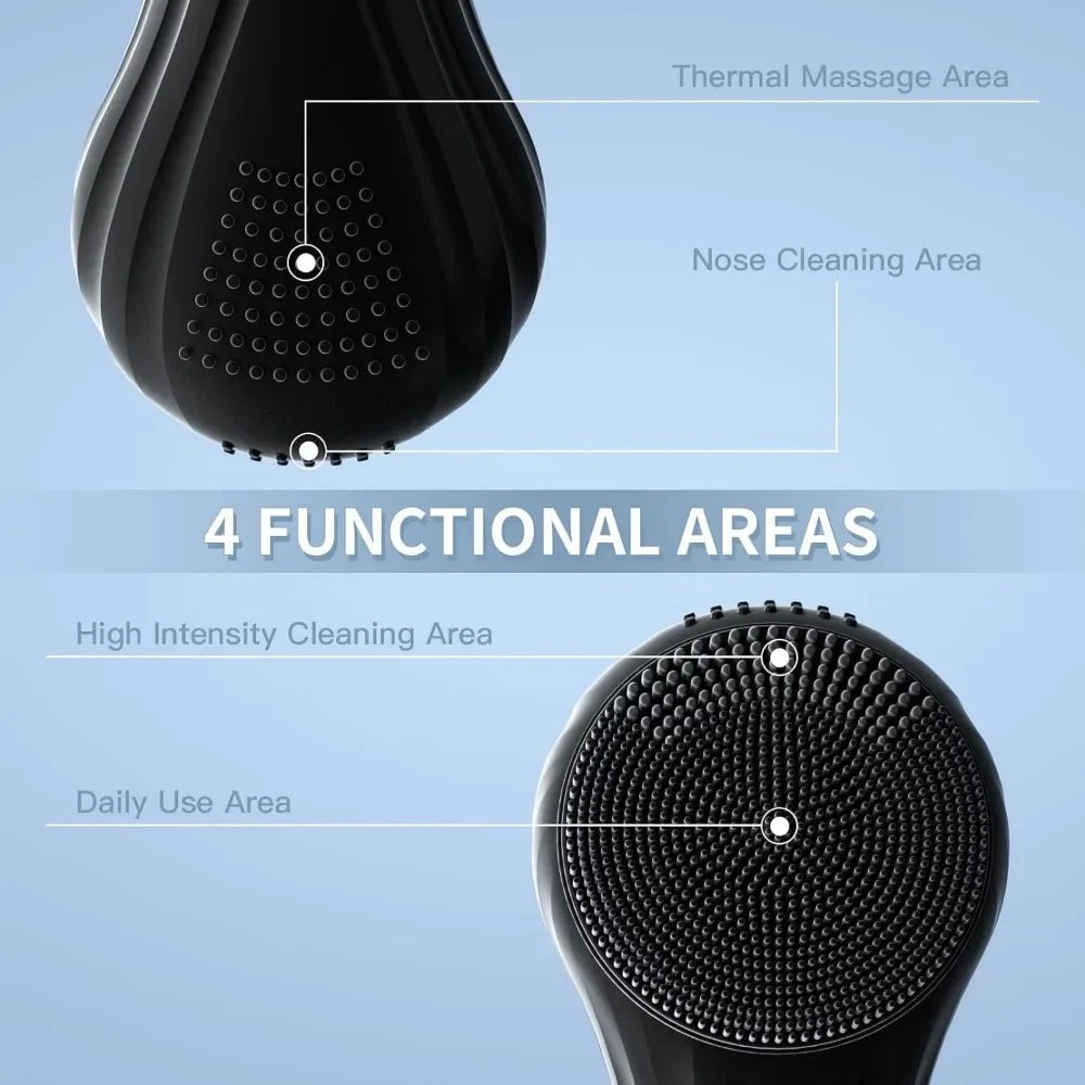 LSHOW Rechargeable Sonic Facial Cleansing Brush with Hot Compress – IPX7 Waterproof Deep Clean & Massage Tool