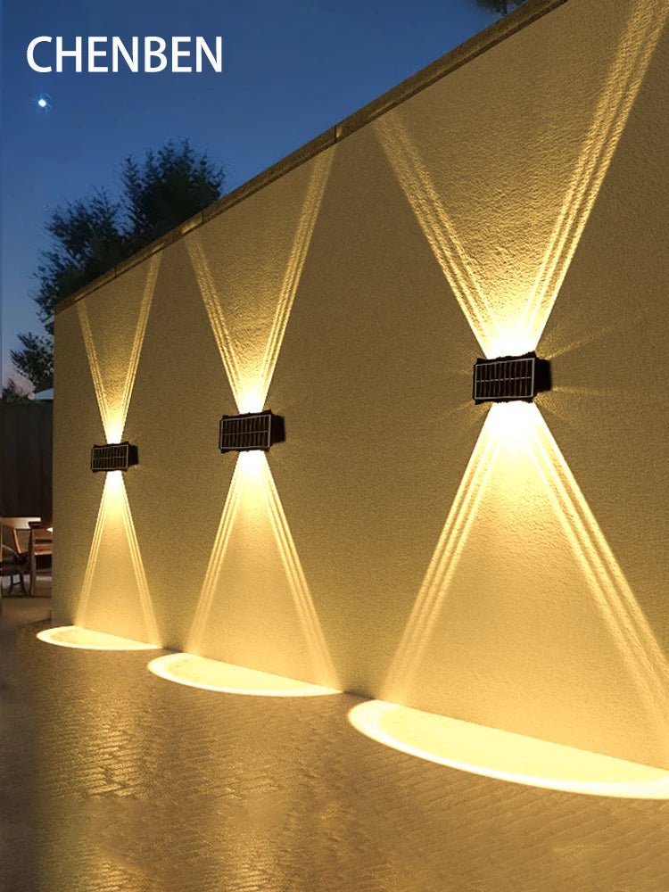CHENBEN Solar LED Wall Light | IP65 Waterproof Outdoor Wall Lamp, Warm/RGB