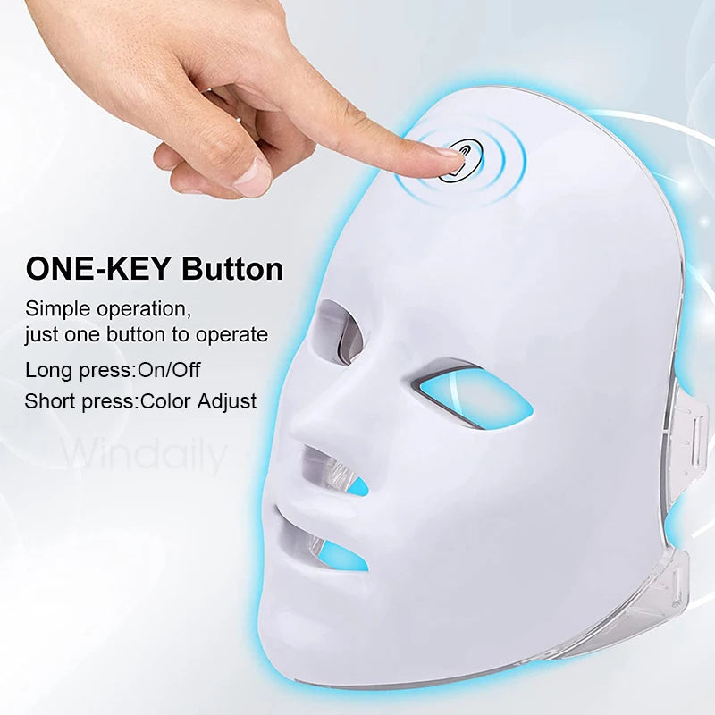 Windaily LED Face Mask with 7 Light Modes – Wireless USB Charging Beauty Therapy