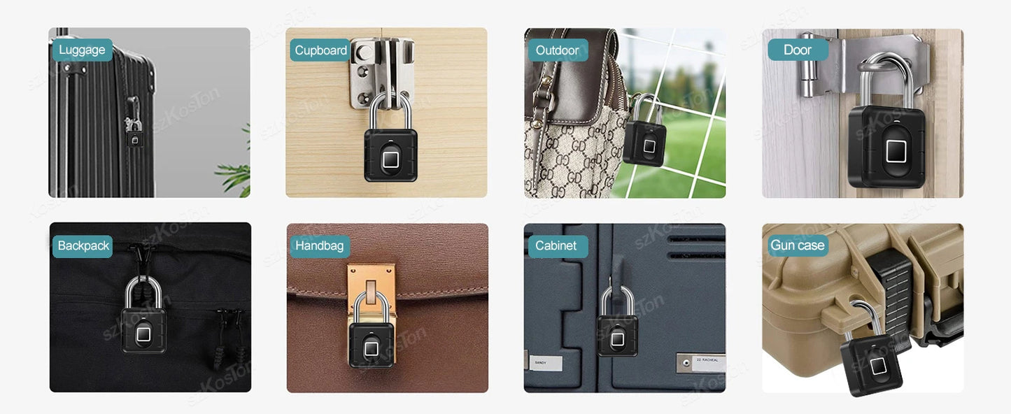 Fingerprint Padlock – IP67 Biometric Keyless Lock for Locker, Luggage & Gate