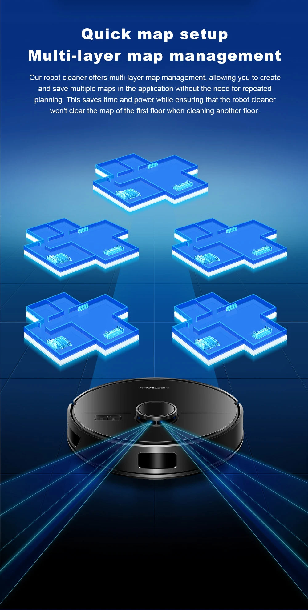 Liectroux M70 Pro Smart Robot Vacuum – LiDAR Navigation, 175-Min Runtime, Self-Empty Base