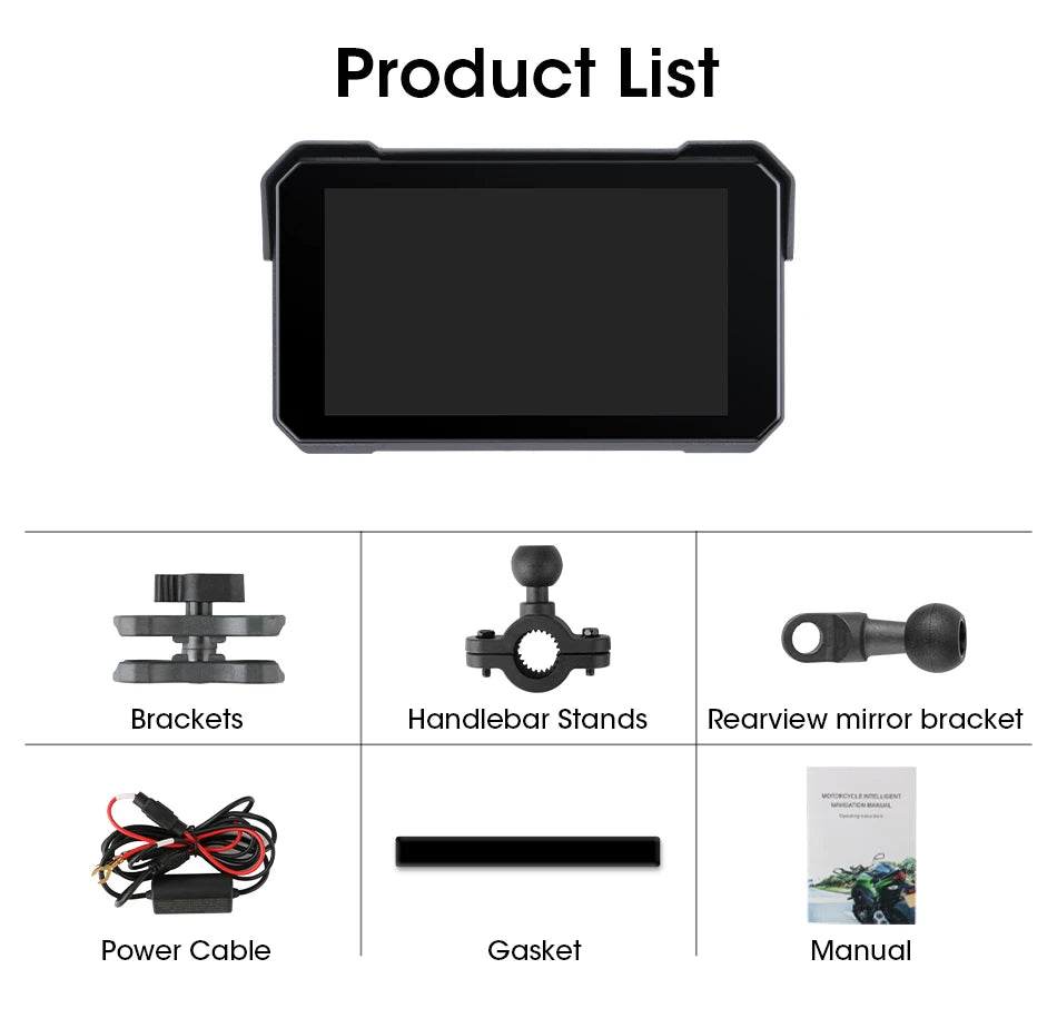 Jansite Portable Motorcycle CarPlay Screen – Dual Bluetooth, WiFi, IPX7 Waterproof