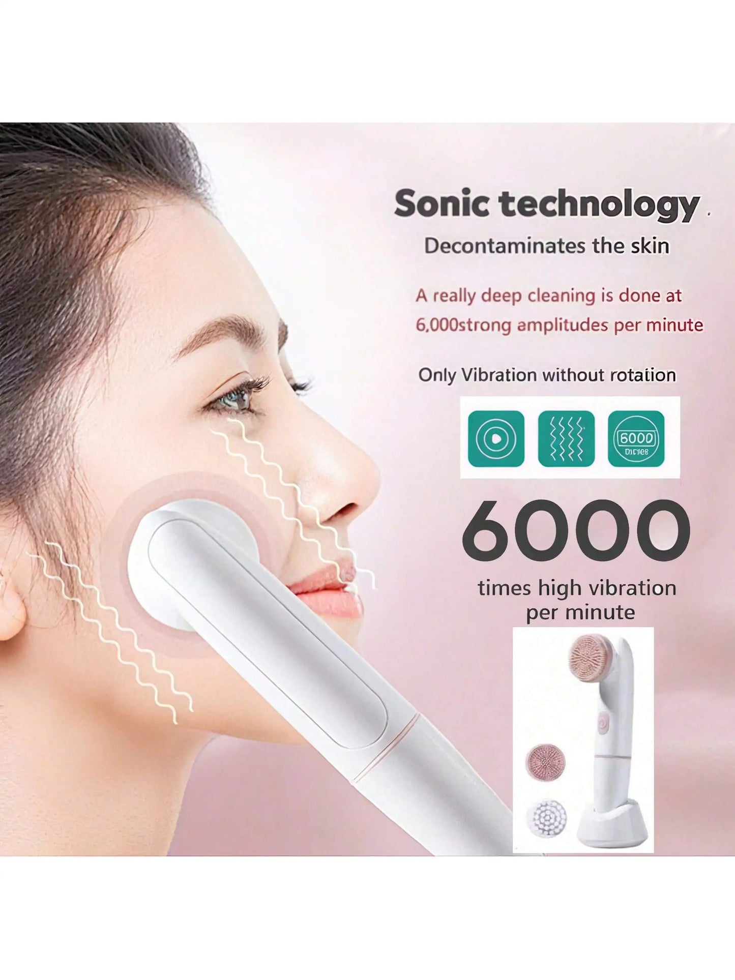 Electric Facial Cleansing Brush – Battery Powered Waterproof Face Cleanser