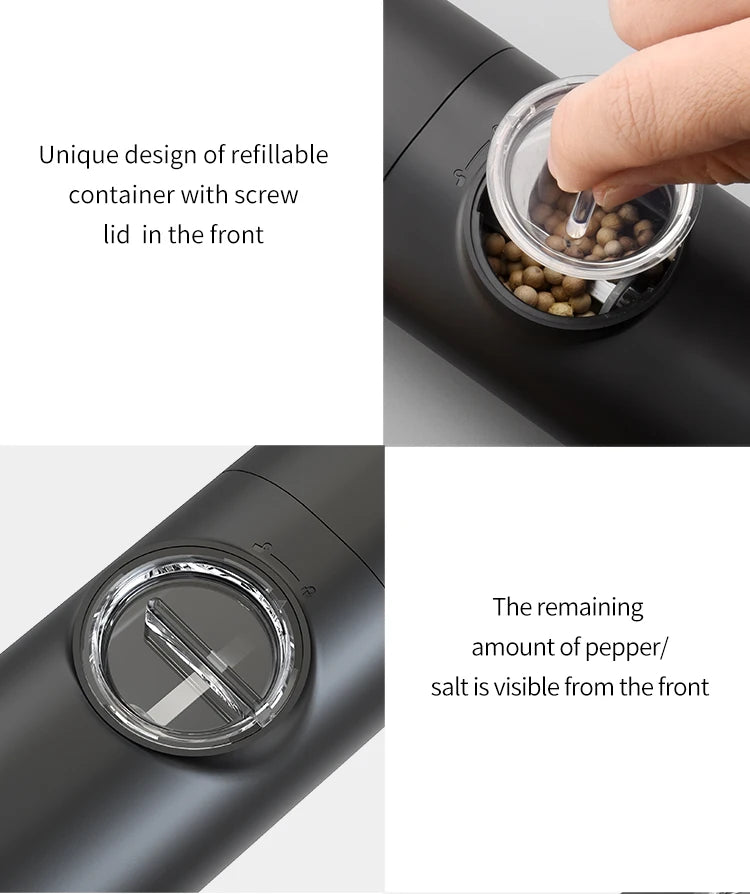 Automatic Gravity Pepper Grinder – LED Light Adjustable Coarseness Battery Operated