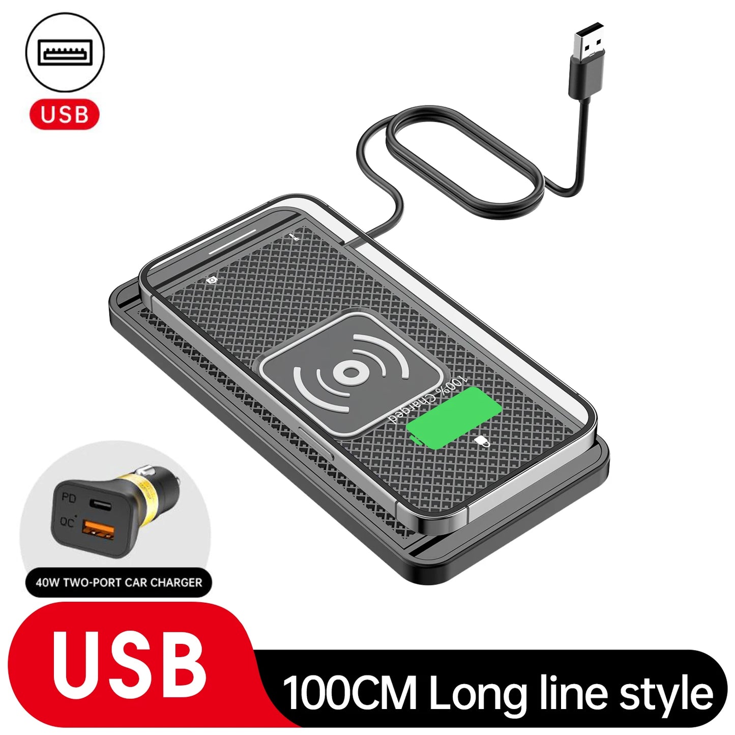 Universal 20W Car Wireless Charging Pad | Silicone Non-Slip Fast Charging Mat