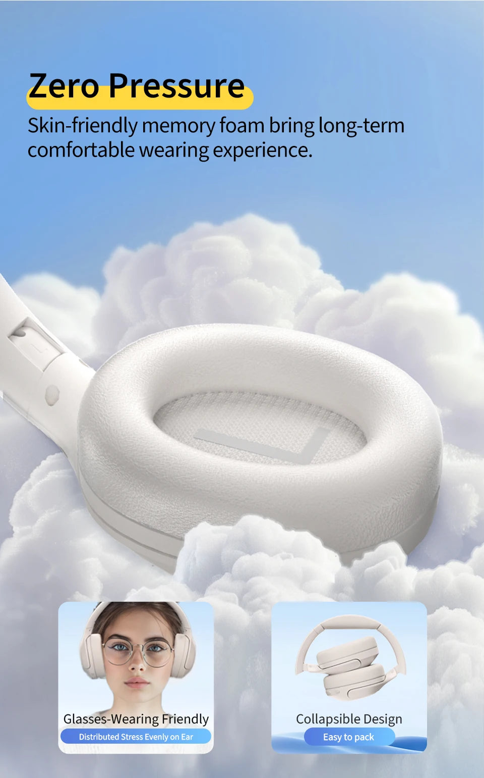 H3 Lite ANC Wireless Headphones – 60H Battery, Bluetooth 5.3, Dual-Device