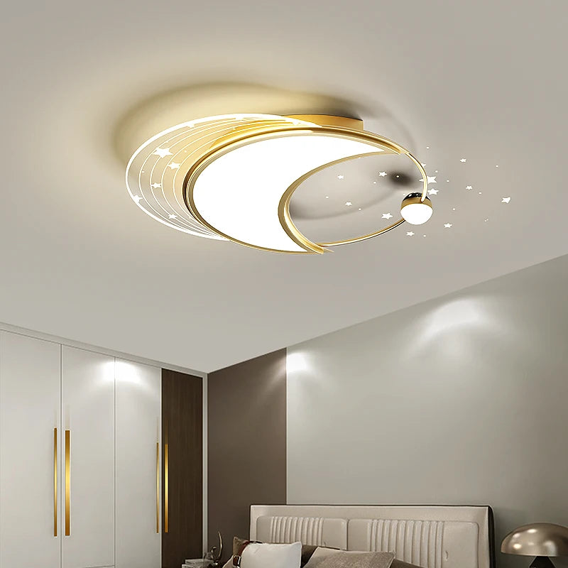 AuroraRealm Modern Ceiling Light with Remote | Gold LED Ceiling Lamp, 90–260V