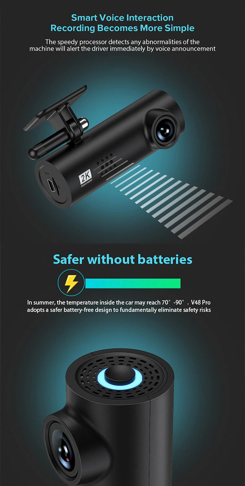 etymoofox 4K Mini Dash Cam – Ultra HD WiFi Car DVR with Night Vision & Parking Monitor